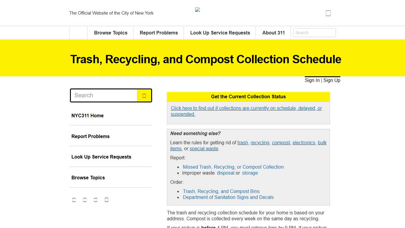 Trash, Recycling, and Compost Collection Schedule · NYC311